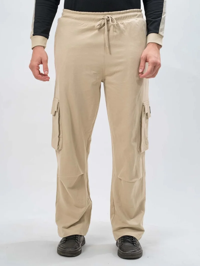 Maniac  Maniac Mens Solid Biscuit Cotton Fabric Cargo for Men | Best Price UAE